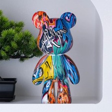 Statue d'ours en résine graffiti street art pop art 22 x 11 cm