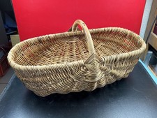 Panier ancien Osier Panier profond à Cueillette bon état 57 x 30 x 27 cm