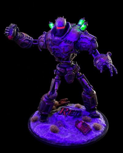 Fallout red robot - red, statue
