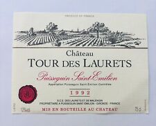 etiquette vin wine Château Tour des Laurets 1992 75cl puisseguin-saint-émilion 