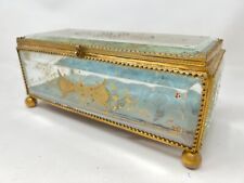 Boite a Gant Verre XIX EME Peinte & Velours Antique Glass Box 19 eme 