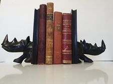 Serre-livre en bois exotique, sculpture de rhinocéros Stylisés sculptés