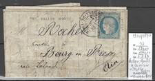 France -Lettre Ballon Monté -LE LAVOISIER - 19/12/1870 pour Bourg en Bresse -
