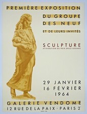 EXPOSITION Galerie Vendôme sculpture, affiche en lithographie originale 1964