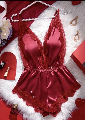 Womens red satin lace lingerie - womens,