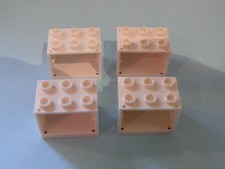 Lego 4 coffres blancs 10247 10233 3939 4440 / 4 white containers w/ hollow studs