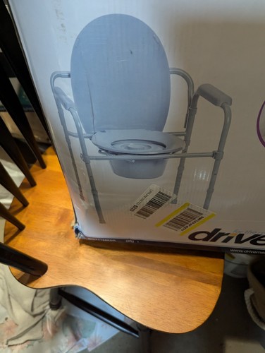 Folding steel bedside commode - steel,