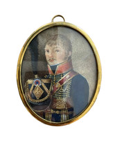 Miniature, portrait d'un Officier Hussard 1er empire vers 1809