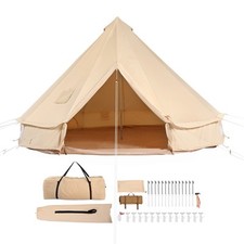 Tente Cloche Toile 4 Saisons 6 m pour Camping Familial avec Trou de Poêle