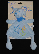 Peluche doudou plat chien bleu