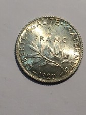 Monnaie France 1 Francs Semeuse argent 1920 FDC (108-9/P20/N12)