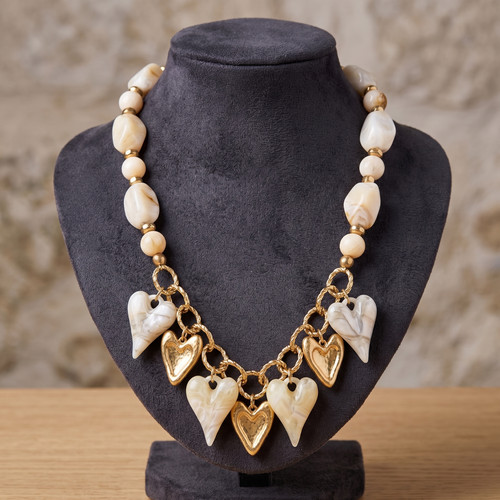 Collier doré pierres - collier,