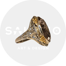 Art Déco - Bague Or 14K blanc
