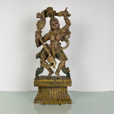 Importante sculpture hindoue bois polychrome danseuse céleste, Inde