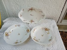 3 plats en porcelaine aux lions faience de Paris 19 ème décor floral