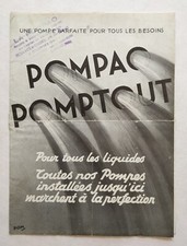 Ancien Original French Brochure Pompe Rotative Pompao Pomptout Dépliant