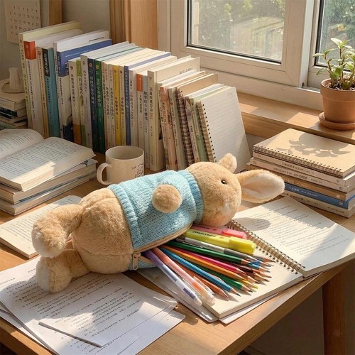 Trousse crayons peluche - en,