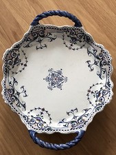 Superbe ancienne GRANDE COUPE À FRUITS sur pieds en faïence signée GIEN