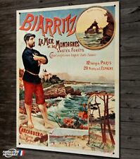 Plaque métal 40x30cm, repro ancienne affiche publicitaire ville de Biarritz