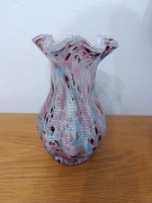Magnifique ancien grand vase en verre a col ourlée Clichy Pantin