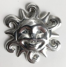 broche soleil argent massif