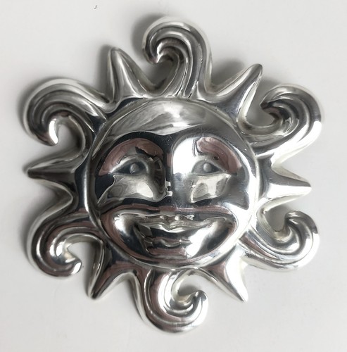 Broche soleil argent massif - broche,