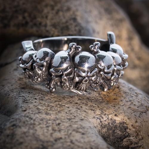 Bague gothique biker skull - gothique, en