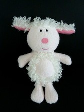 41. DOUDOU PELUCHE LUMINOU JEMINI MOUTON BLANC ROSE NEZ ROND ETAT NEUF*