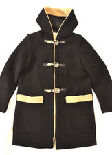 SANDRO Duffle Hooded Coat Wool