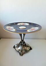 Compotier en métal argenté Kayser art nouveau ,plateau en porcelaine de Limoges.