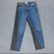 Jean Baggy Bicolore Bershka 90s Wide Homme L Bleu Noir Coton Zip