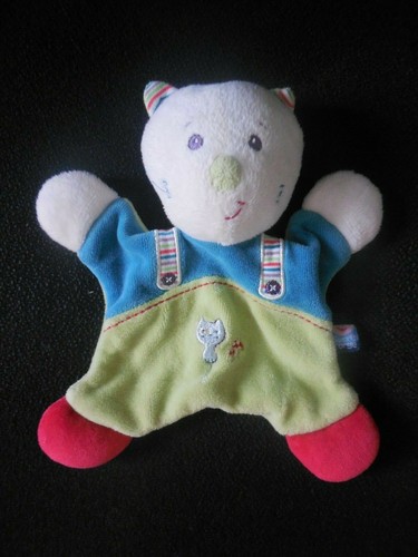 Doudou plat chat ours - ours, blanc