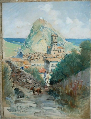 Grande aquarelle début 20ème - aquarelle,