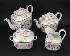 Beau service thé/café 4 pièces en porcelaine de Paris rose et or, excellent état