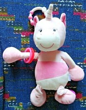 GB2/ DOUDOU PELUCHE D'ACTIVITE GIPSY LICORNE ROSE BLANC GRELOT VIBRANT KOM NEUF