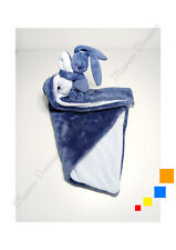 Doudou Plat/Couverture Lapidou Lapin Bleu Nuit/Bleu Marine Attache Tétine Nattou