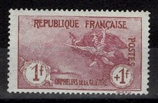 FRANCE YVERT 154 SCOTT B9 " WAR ORPHANS MARSEILLAISE 1F+1F CARMINE " MH VF Y565
