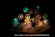 Ancienne guirlande électrique sapin noel 20 ampoules, diamants, couleurs douces