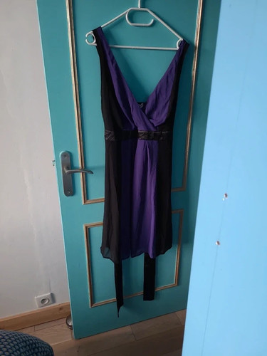 Robe bicolore noir - bicolore, violet