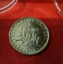 Pièce de 1 Franc SEMEUSE, en ARGENT, année 1898 en SUP