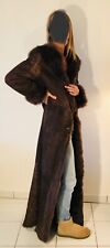 Long manteau à capuche en fourrure véritable  de toscane marron chocolat Sam Ron