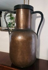 Grande Jarre XVIIIe Cuivre Martelé 63cm 9,4kg Dents de Loup Anses Fer Forgé
