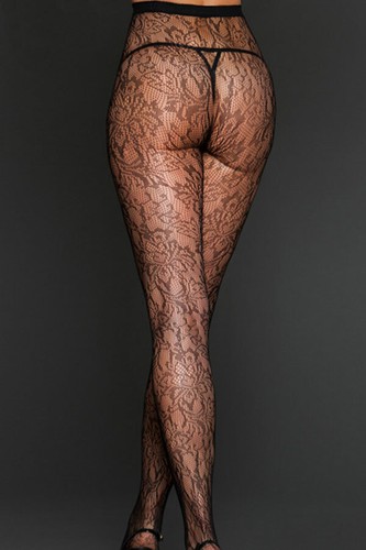 Collant résille noir motif - collant,