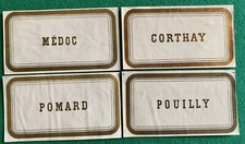 4 Étiquettes de Vins Vers 1850 POMARD, POUILLY, MÉDOC, CORTHAY