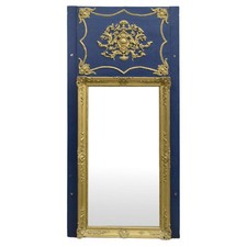 Trumeau style Louis XVI XIXème bois et stuc laqué bleu roi
