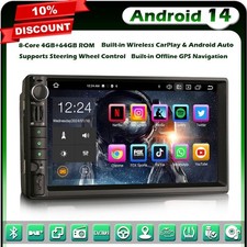 2 Din Stéréo Android 14 GPS Navi Autoradio Bluetooth 5.0 WiFi TNT DAB+ 4GO+64GO