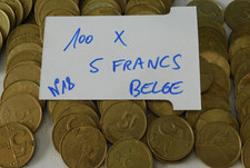 LOT 100 pieces monnaie 5 FRANCS BELGE royaume BELGIQUE roi Baudouin Ier BELGIE