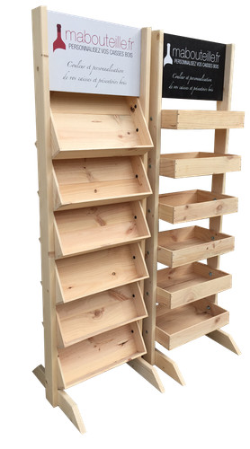 Présentoir bois bacs - prÉsentoir,