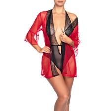 Kimono Déshabillé Lingerie Sexy Dentelle Tulle Femme Made in EU S M L XL XXL