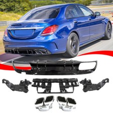 Diffuseur + Conseils D'Échappement pour Mercedes W205 S205 C63 AMG Noir Brillant
